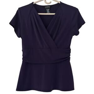 Vintage George stretch babydoll ruched waist peplum wrap 90s Y2K retro stretch S